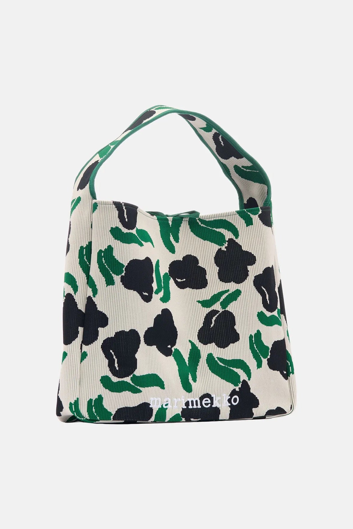 Marimekko Knitted Bag Large Lemmitty olkalaukku - vihreä / luonnonvalkoinen
