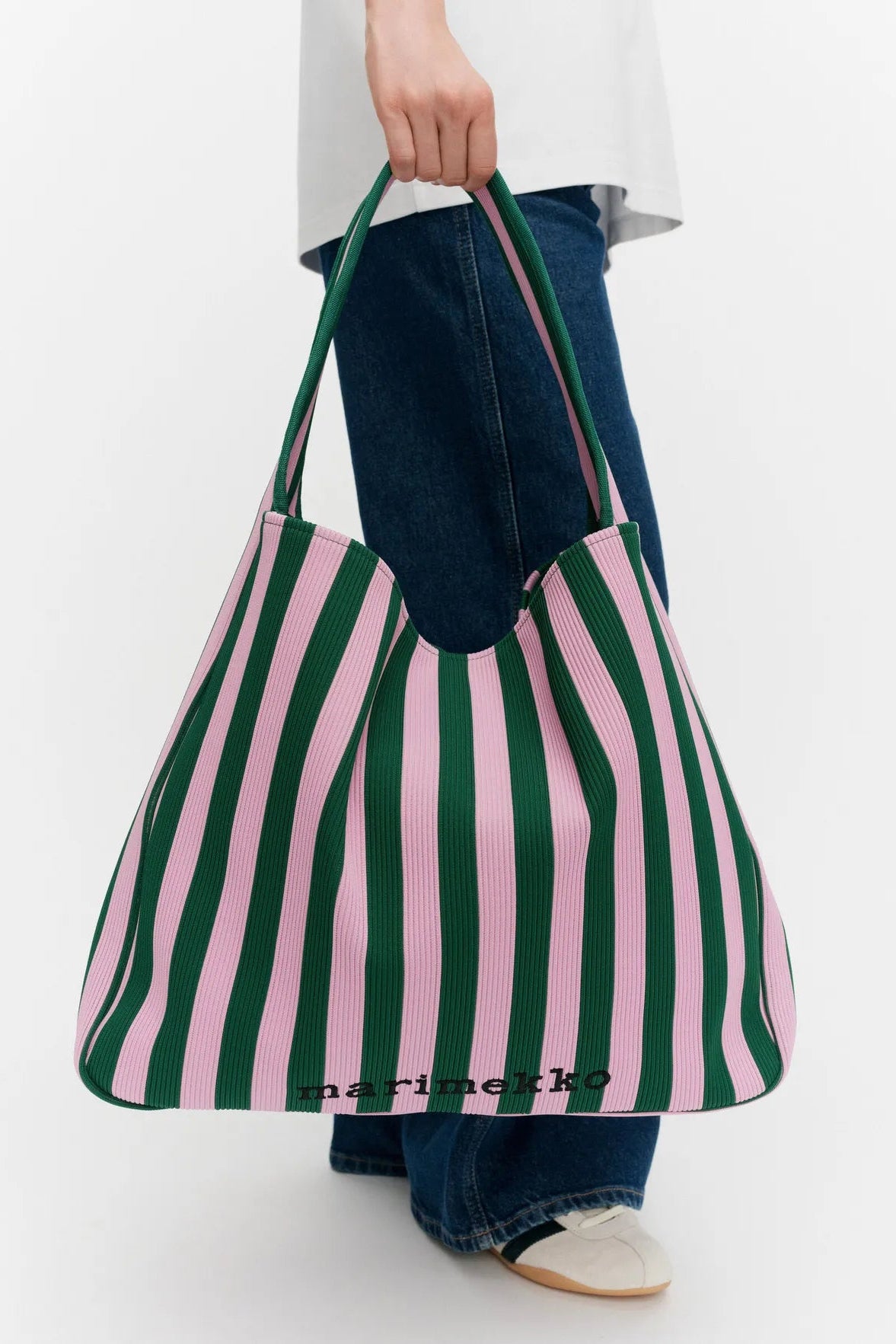 Marimekko Knitted bag Large Merirosvo olkalaukku - vihreä / vaaleanpunainen