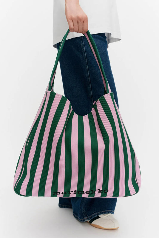 Marimekko Knitted bag Large Merirosvo olkalaukku - vihreä / vaaleanpunainen