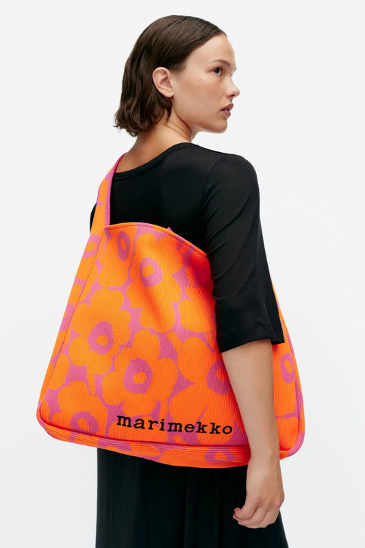 Marimekko Knitted Bag large - oranssi / vaaleanpunainen