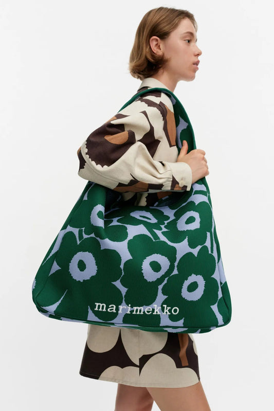Marimekko Knitted bag Large Unikko - vihreä / vaaleansininen