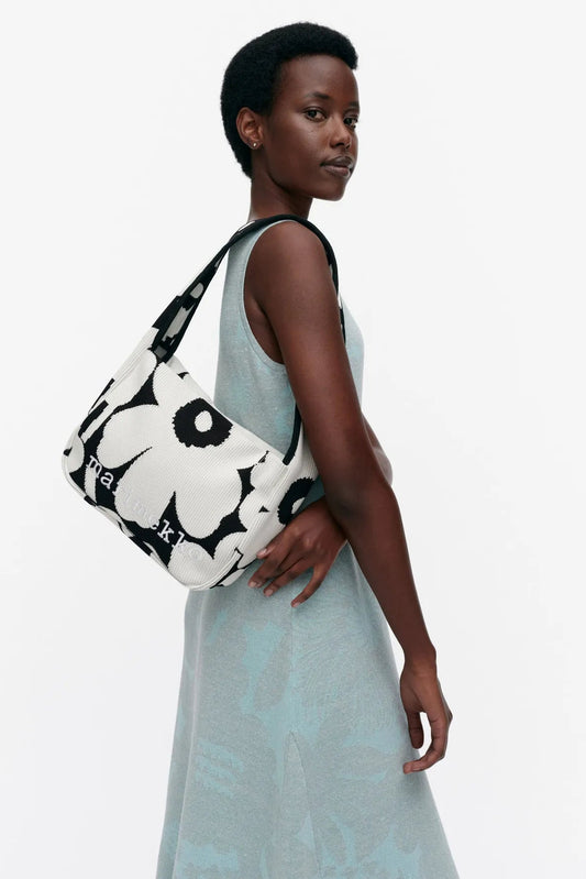 Marimekko Knitted Shoulderbag Unikko olkalaukku - musta / valkoinen