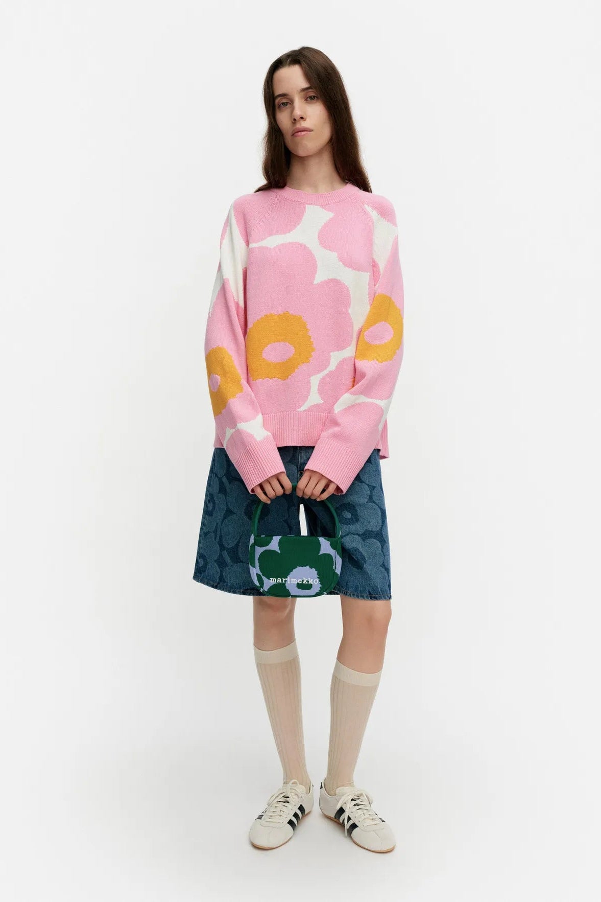 Marimekko Loitsu Unikko neulepusero - vaaleanpunainen / valkoinen