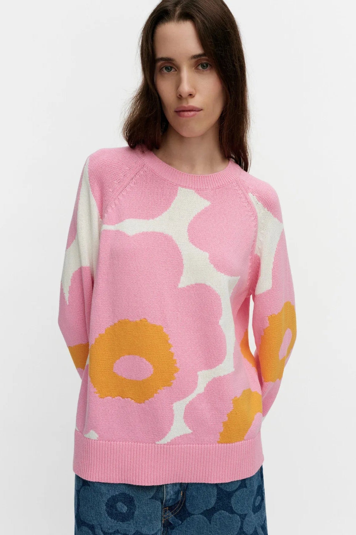 Marimekko Loitsu Unikko neulepusero - vaaleanpunainen / valkoinen