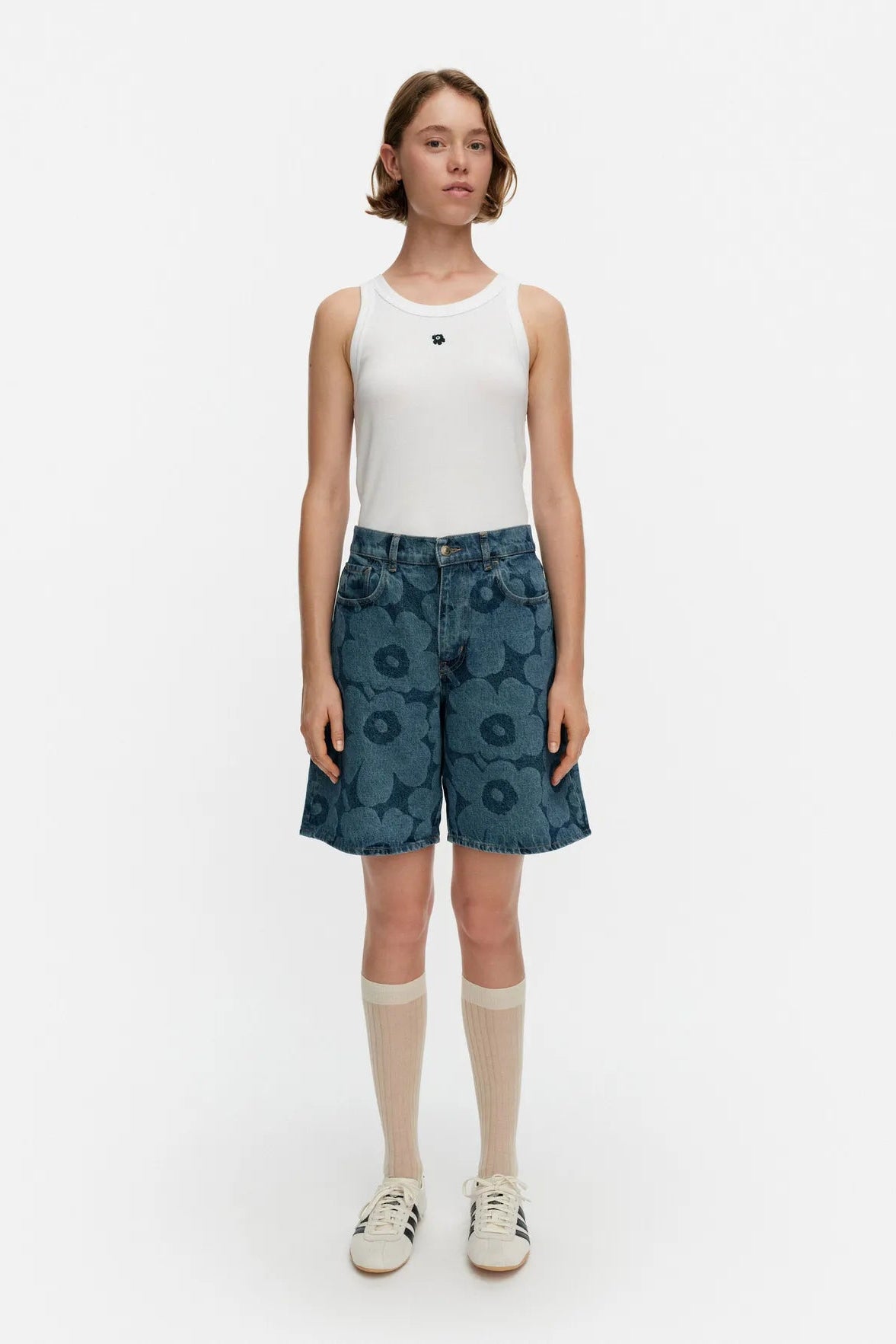 Marimekko Maridenim Marssi Unikko Shortsit - mid indigo
