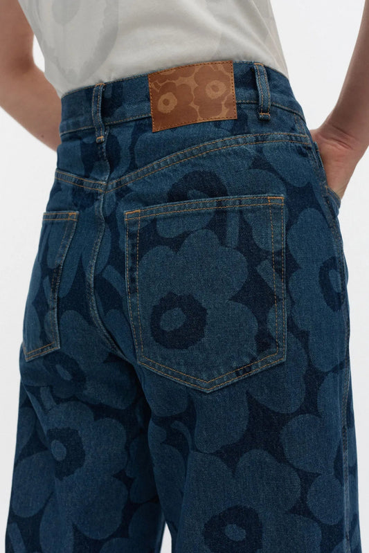 Marimekko Maridenim Wide Unikko farkut - mid indigo