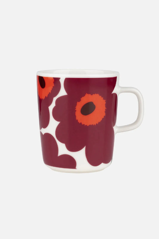 Marimekko Oiva / Unikko muki 2,5dl - viininpunainen / valkoinen