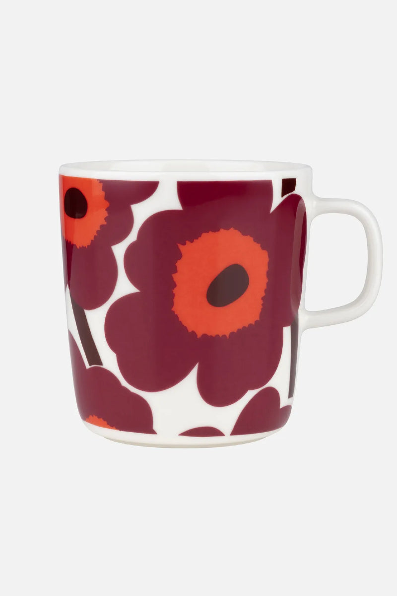 Marimekko Oiva / Unikko muki 4dl - viininpunainen / valkoinen