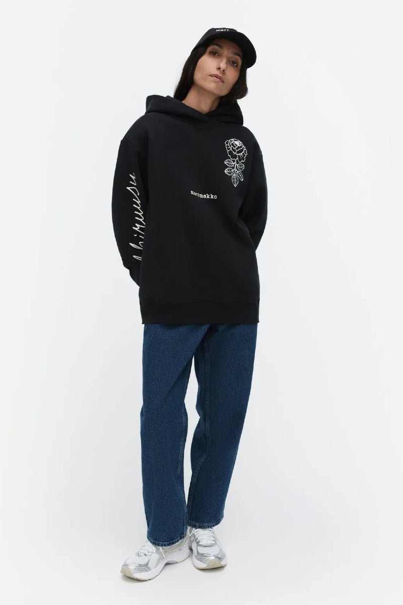 Marimekko Peite Vihkiruusu Placement Kioski Huppari - musta / valkoinen