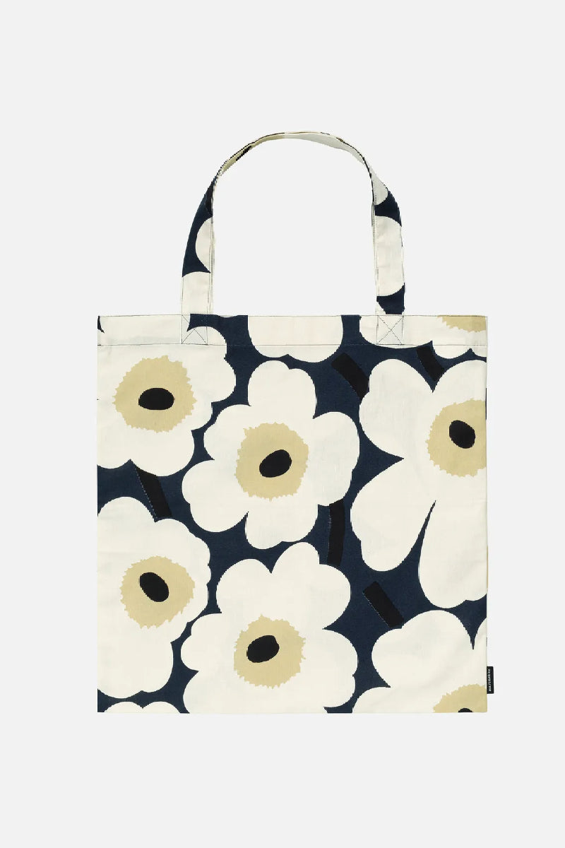 Marimekko Pieni Unikko kangaskassi - tummansininen / beige