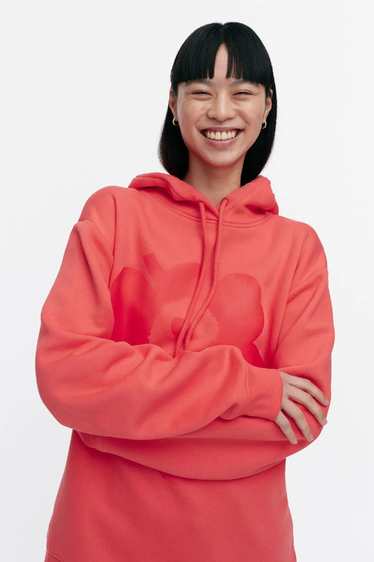 Marimekko Runoja Unikko Placement Kioski huppari - koralli