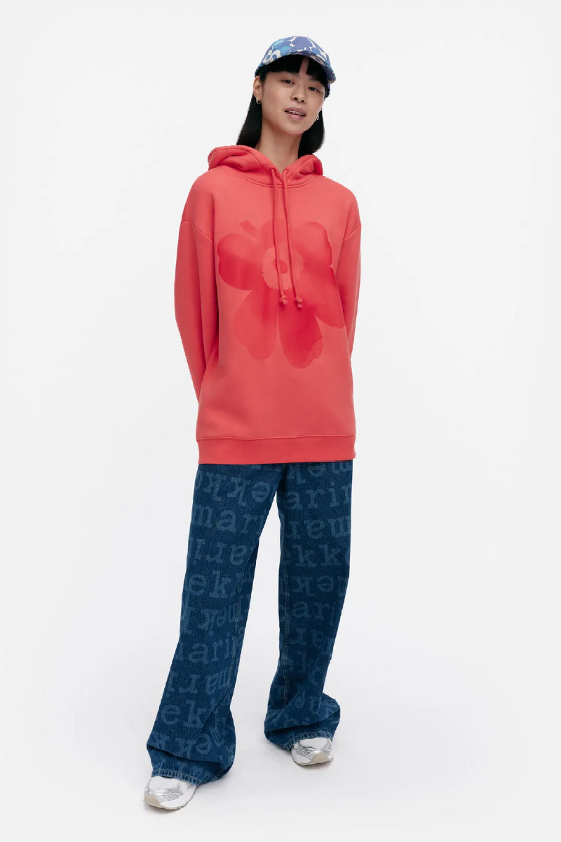 Marimekko Runoja Unikko Placement Kioski huppari - koralli