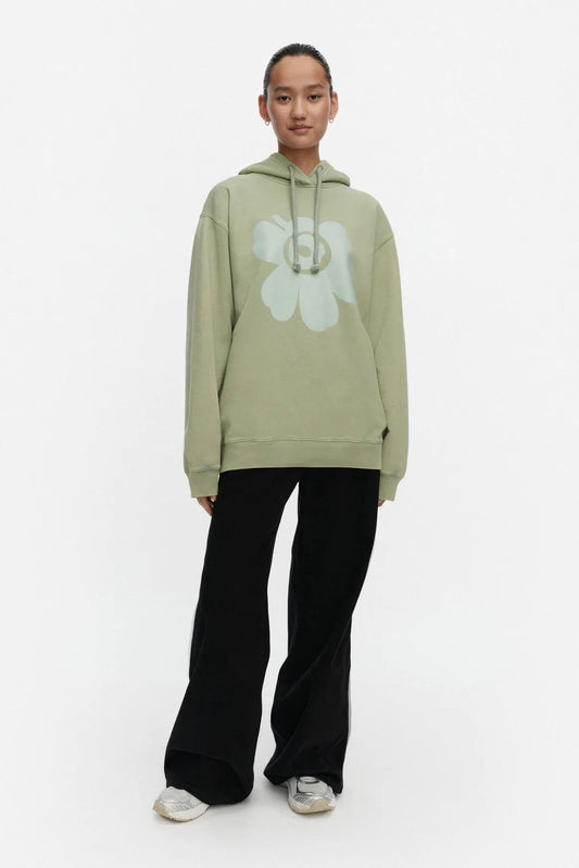 Marimekko Sanoma Unikko Placement Kioski huppari - vaaleanvihreä