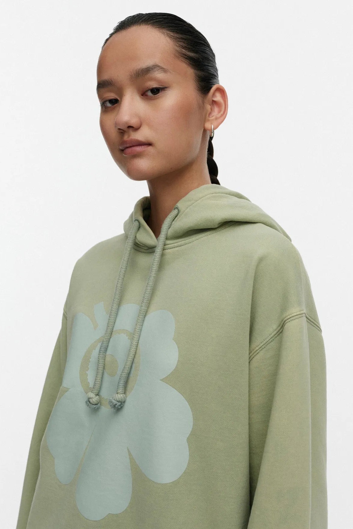 Marimekko Sanoma Unikko Placement Kioski huppari - vaaleanvihreä