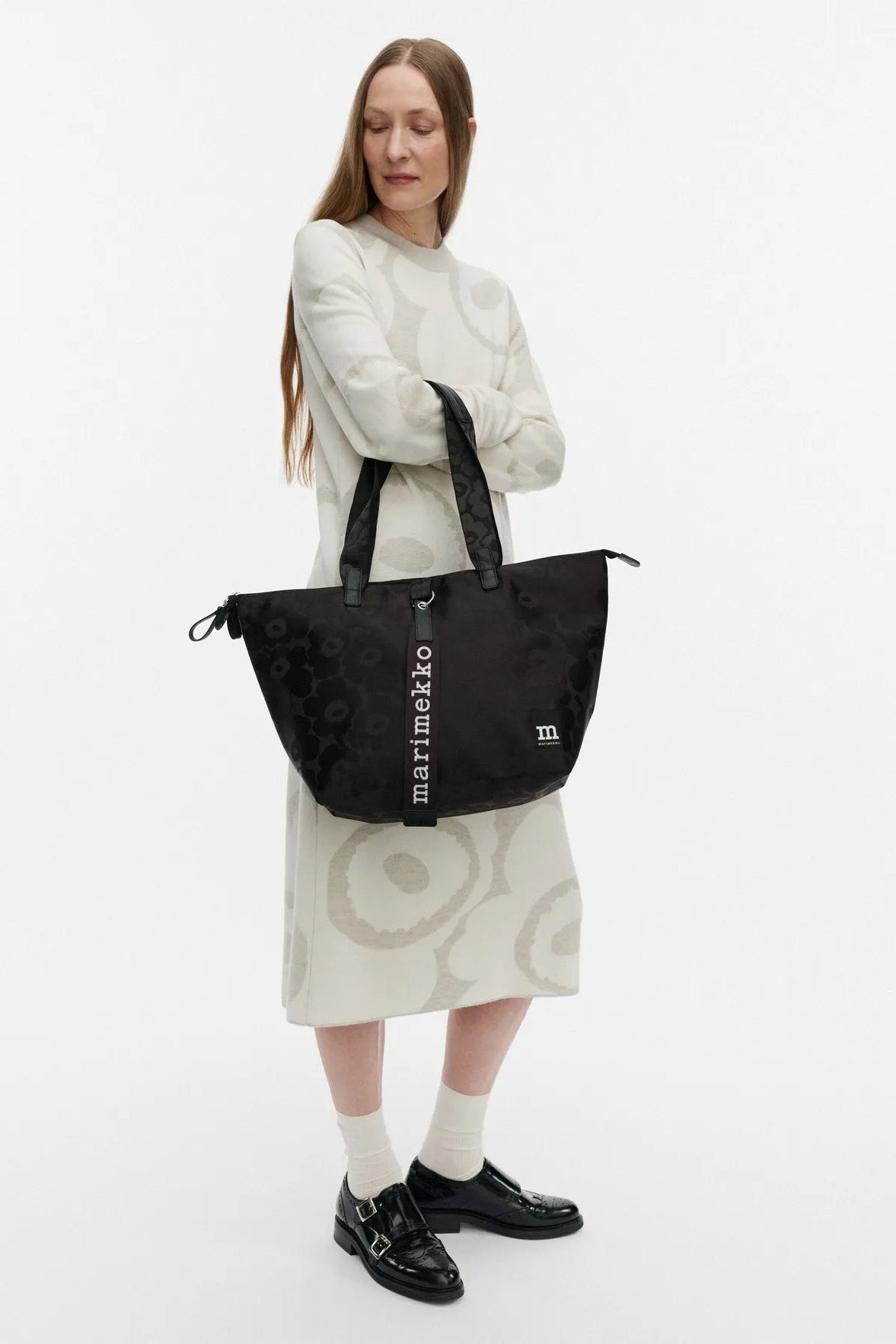 Marimekko Tote M Unikko Shoulder Bag - musta