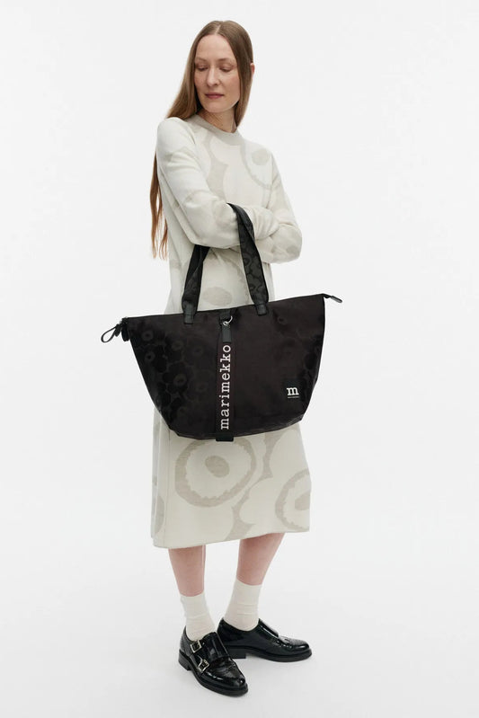 Marimekko Tote M Unikko Shoulder Bag - musta
