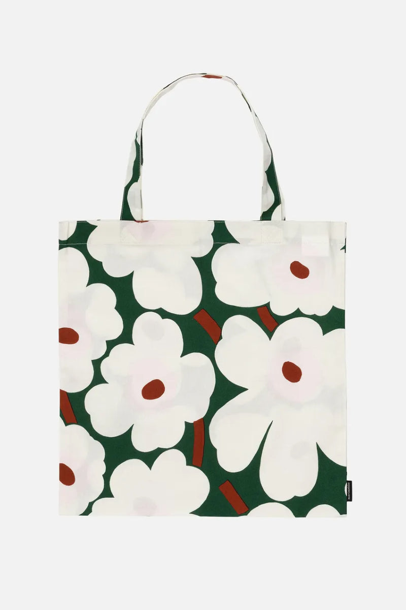 Marimekko Unikko kangaskassi 44 x 43cm - valkoinen / vihreä / punainen