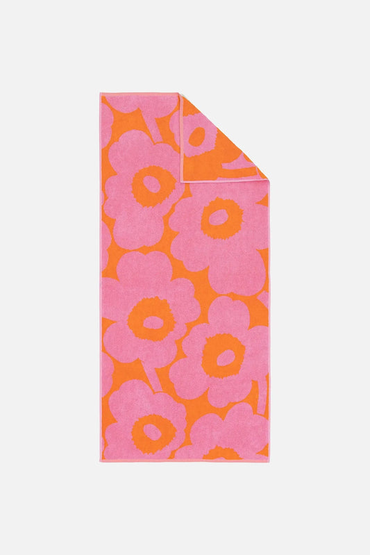 Marimekko Unikko kylpypyyhe 70 x 150 cm - oranssi / vaaleanpunainen