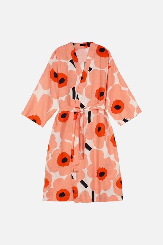 Marimekko Unikko kylpytakki - koralli / valkoinen