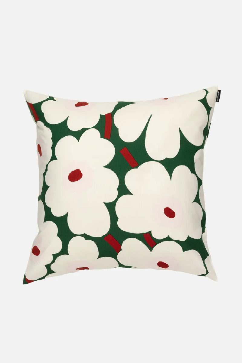 Marimekko Unikko tyynynpäällinen 50x50cm - valkoinen/vihreä/punainen