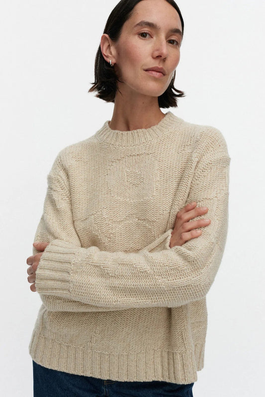 Marimekko Vainu Unikko neulepaita - meleerattu beige