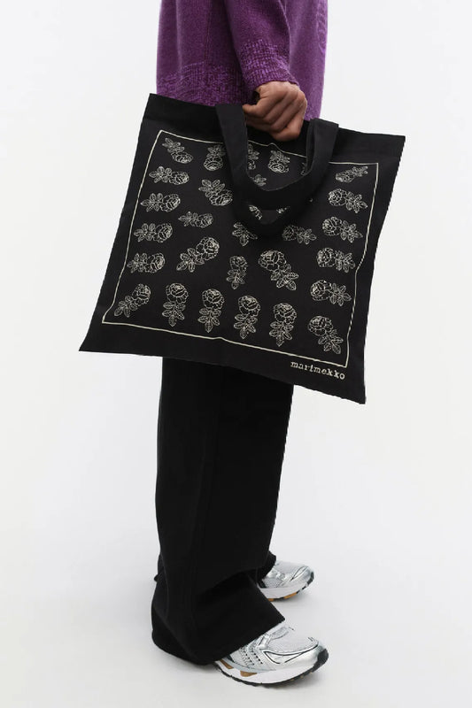 Marimekko Vankka Vihkiruusu Placement Kioski laukku - musta / luonnonvalkoinen