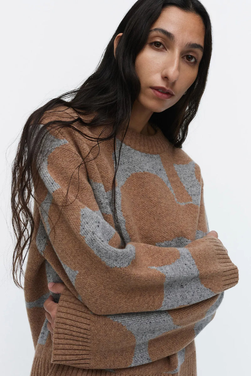 Marimekko Virtaus Unikko villaneule - ruskea / harmaa