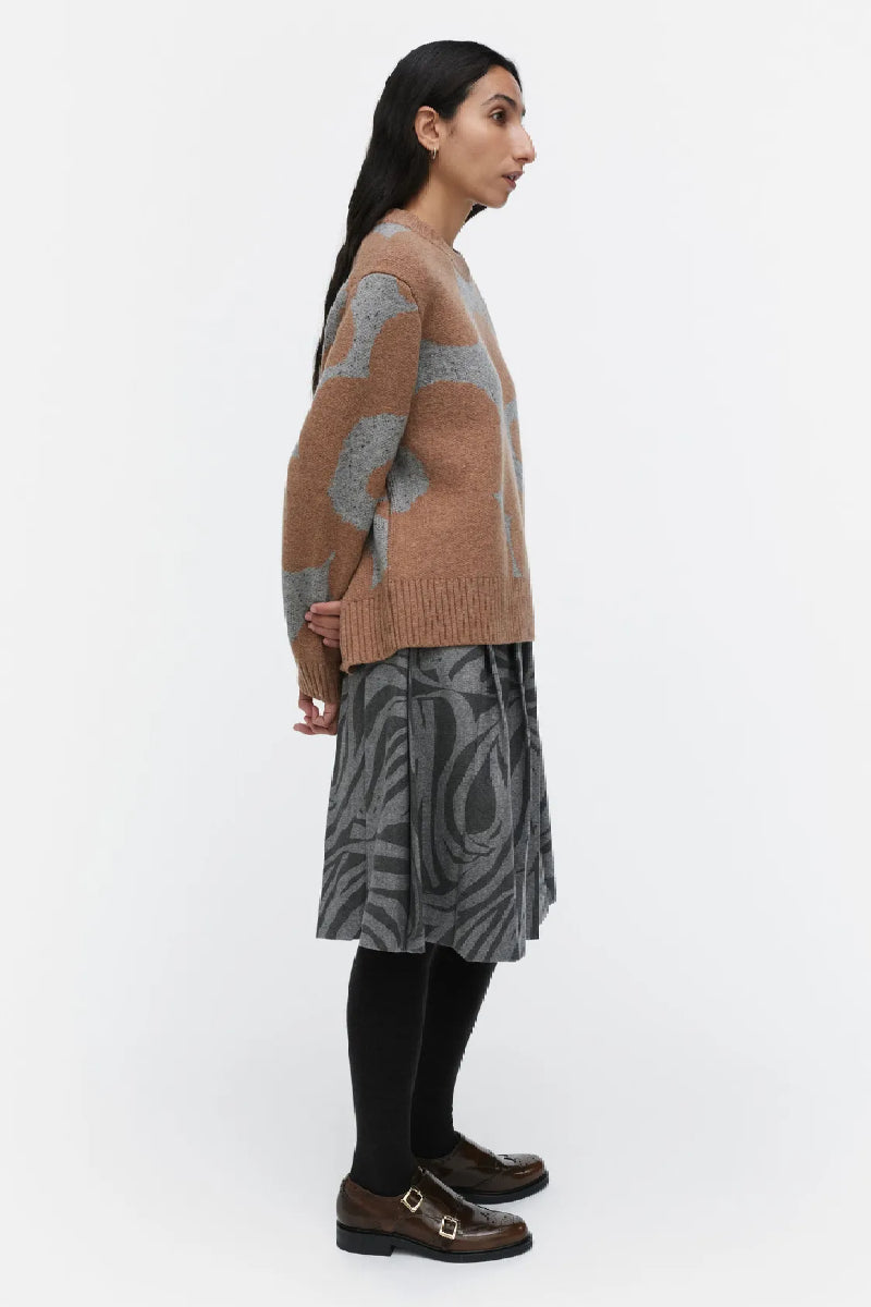 Marimekko Virtaus Unikko villaneule - ruskea / harmaa