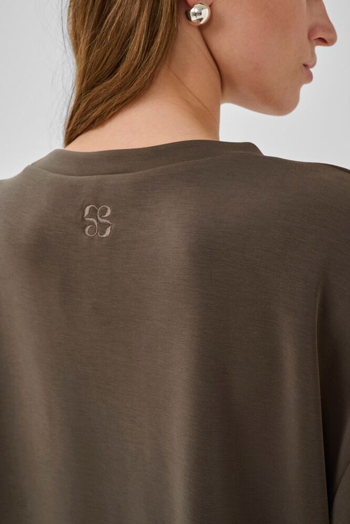 My Essential Wardrobe HelleMW EMB Boxy tee - major brown