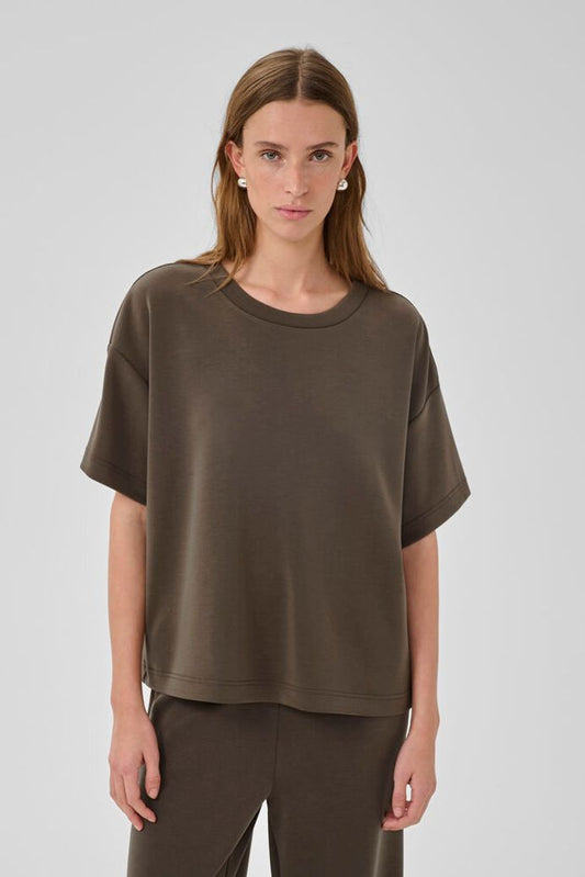 My Essential Wardrobe HelleMW EMB Boxy tee - major brown