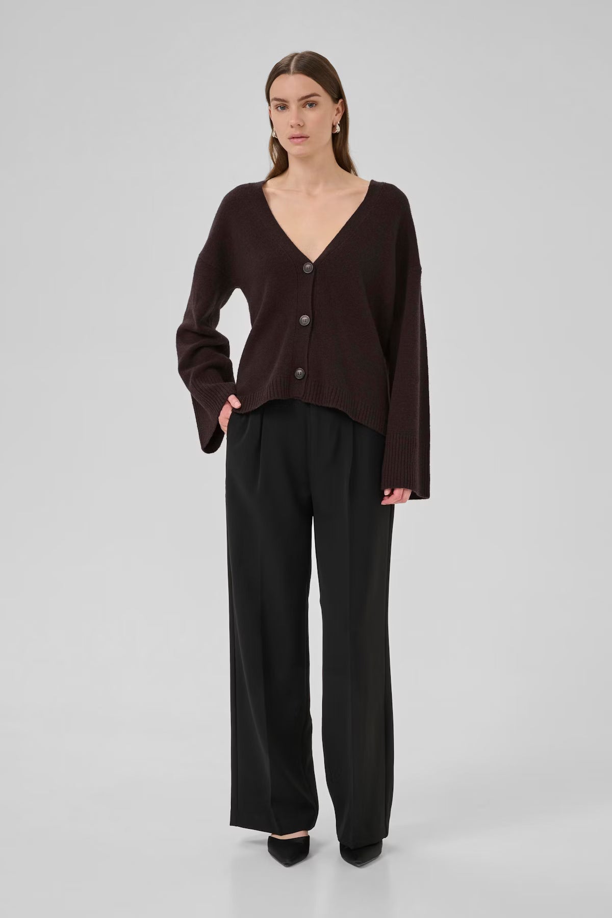 My Essential Wardrobe HuxiMW Knit Cardigan - espresso