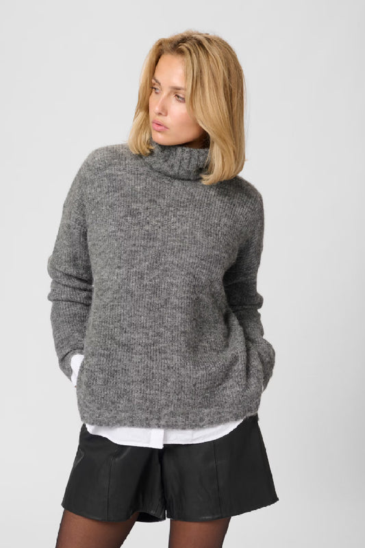 My Essential Wardrobe The Knit Rollneck 11 - dark grey melange