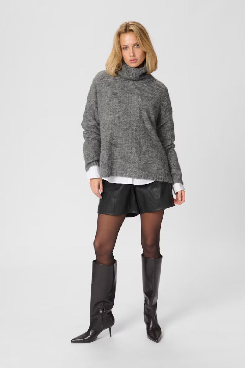 My Essential Wardrobe The Knit Rollneck 11 - dark grey melange