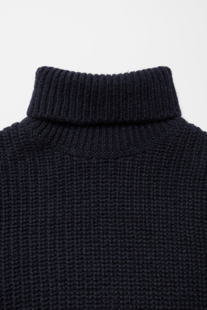 Nudie August Chunky Rollneck Knit - navy