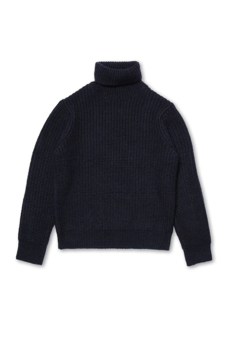 Nudie August Chunky Rollneck Knit - navy