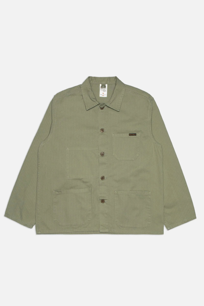 Nudie Jeans Buddy Chore Jacket Herringbone - pale green