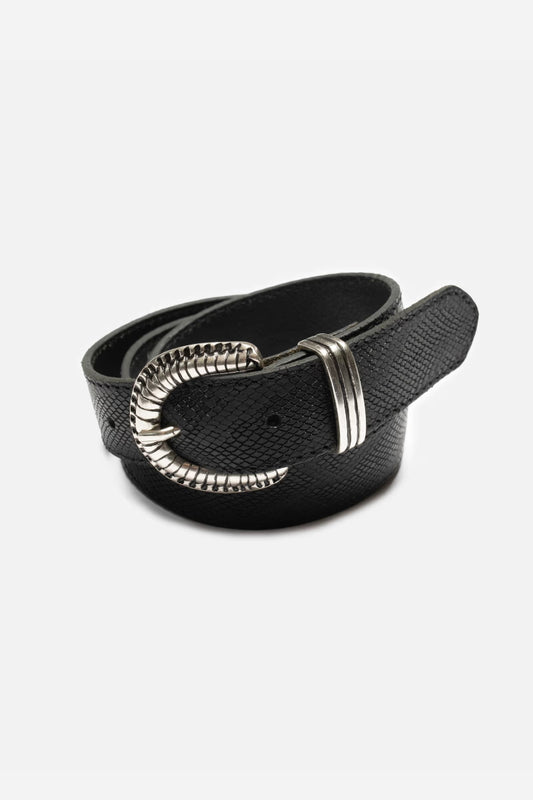 Nudie Jeans Faux Reptile Leather Belt - black