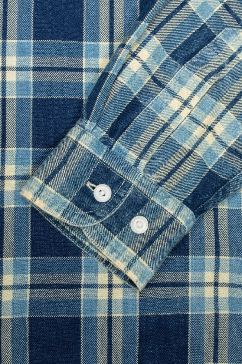 Nudie Jeans Julian Worker Shirt Checked - indigo