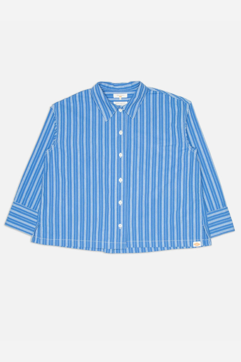 Nudie Jeans Jutta Shirt Striped - blue / offwhite