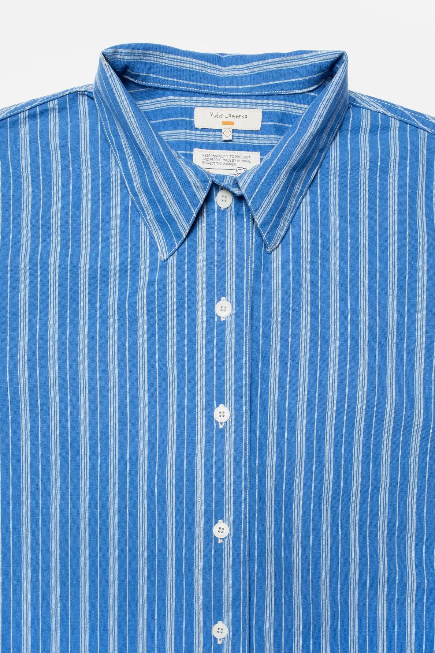 Nudie Jeans Jutta Shirt Striped - blue / offwhite