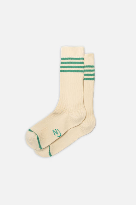 Nudie Jeans Men Tennis Socks Stripe - off white / turquoise