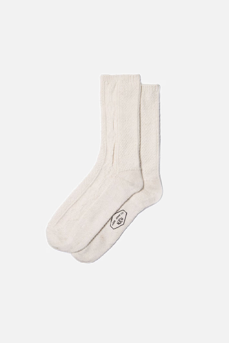 Nudie Jeans Women Cable Socks - offwhite