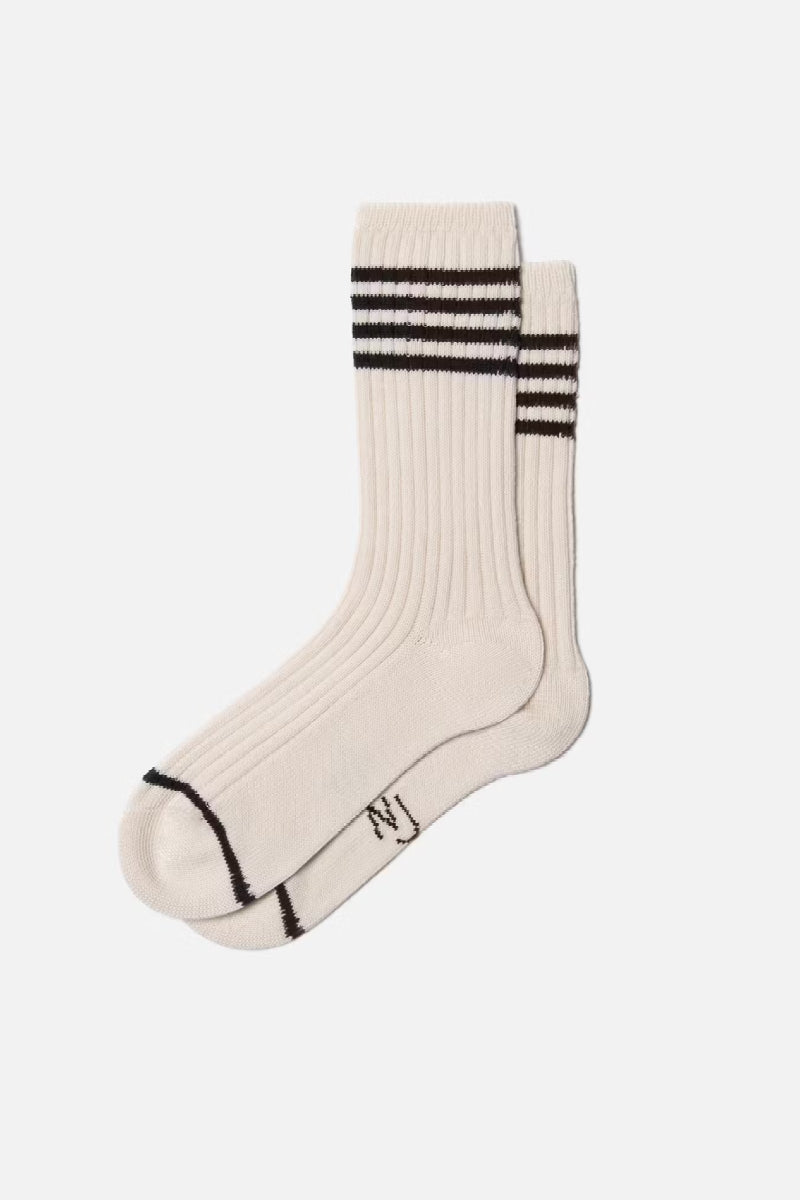 Nudie Men Tennis Socks Stripe - offwhite/black