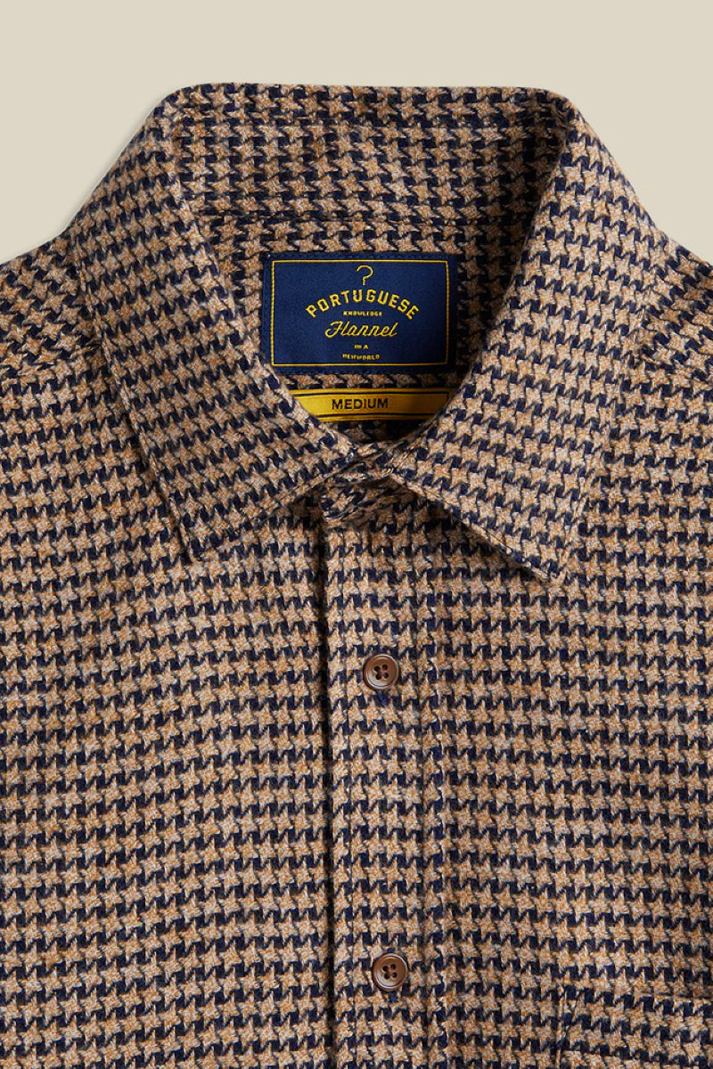 Portuguese Flannel Abstract Pied Poule shirt - navy