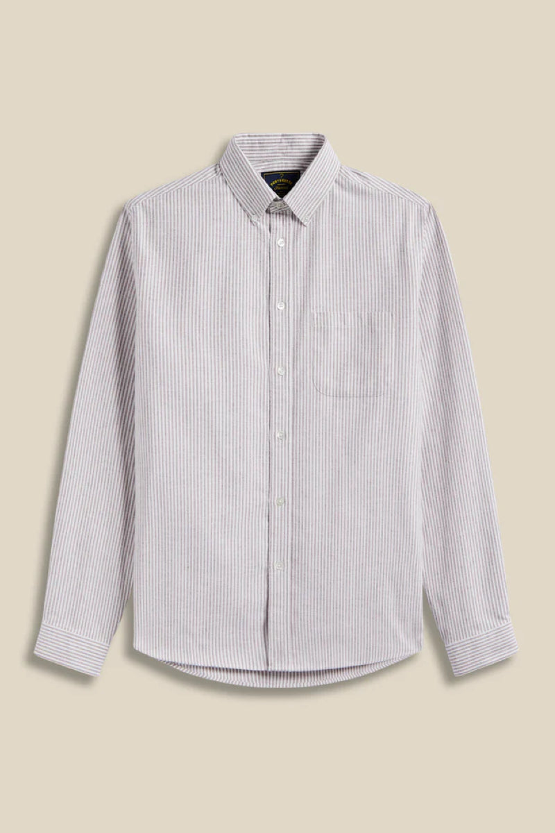 Portuguese Flannel Brushed Oxford Stripe kauluspaita - bordeaux