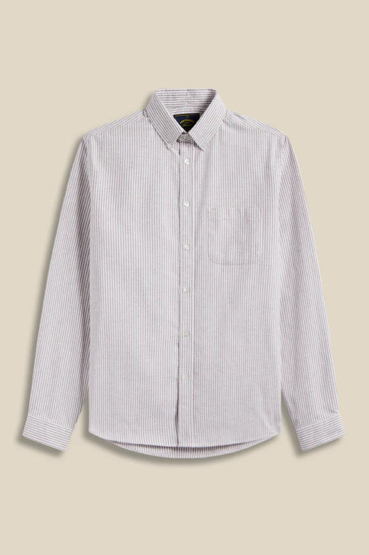 Portuguese Flannel Brushed Oxford Stripe kauluspaita - bordeaux