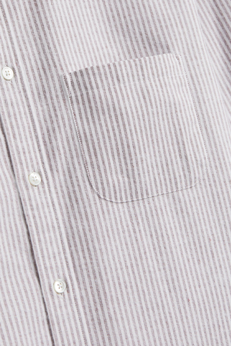 Portuguese Flannel Brushed Oxford Stripe kauluspaita - bordeaux