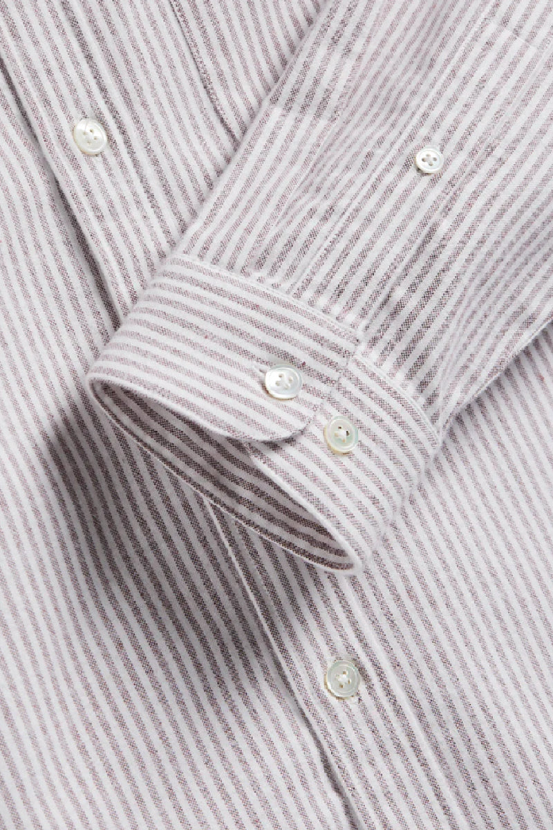 Portuguese Flannel Brushed Oxford Stripe kauluspaita - bordeaux