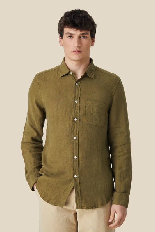 Portuguese Flannel Linen shirt - olive