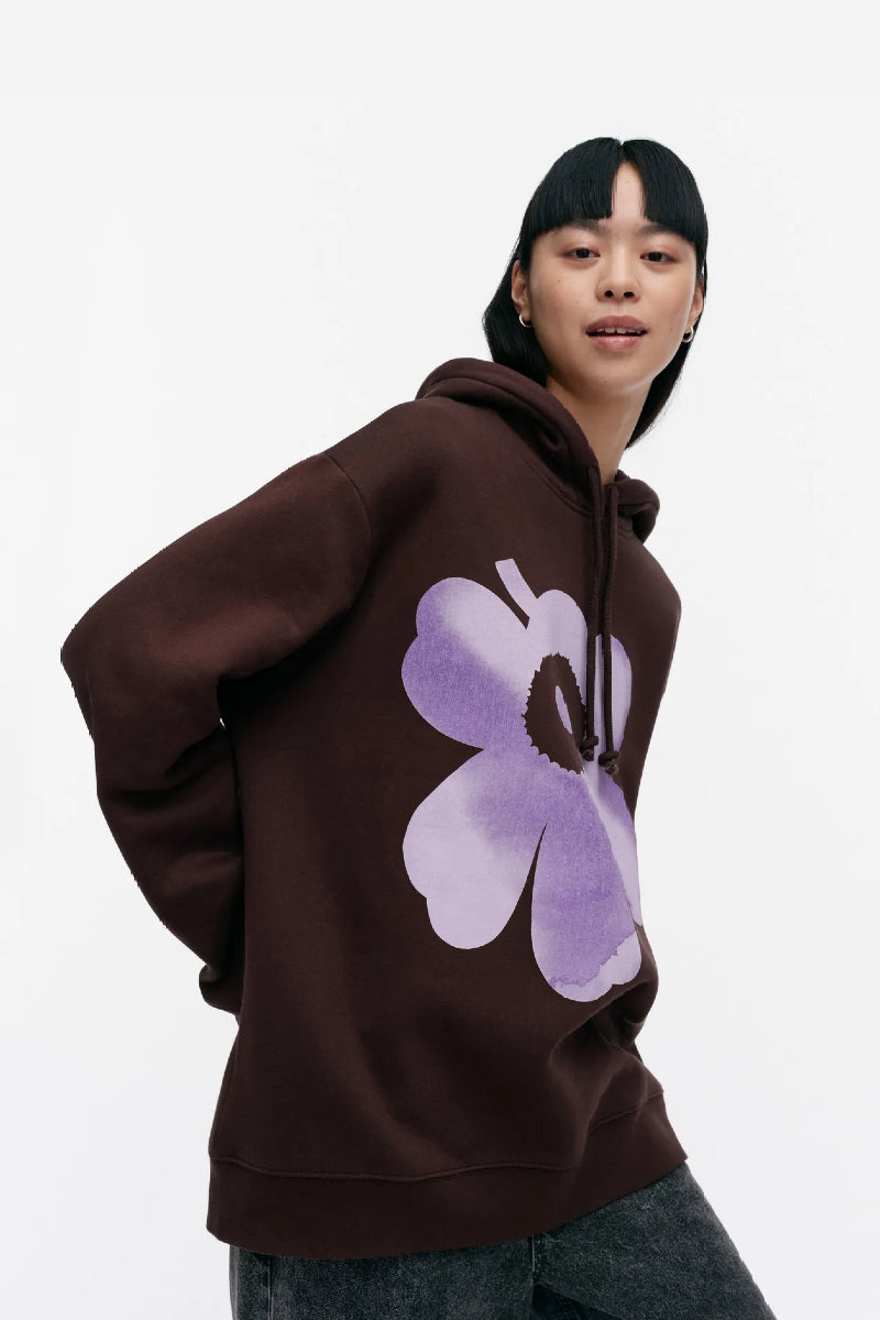 Marimekko Runoja Unikko Placement Kioski huppari - ruskea / lila